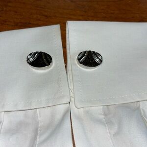 Vintage SWANK marked Art Deco design oval silver tone square toggle cuff links